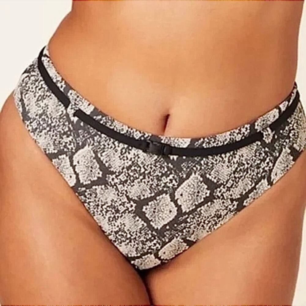 NWT Andie Black Snakeskin The Rivera High‎ Waisted Swimsuit Bottoms Size Medium